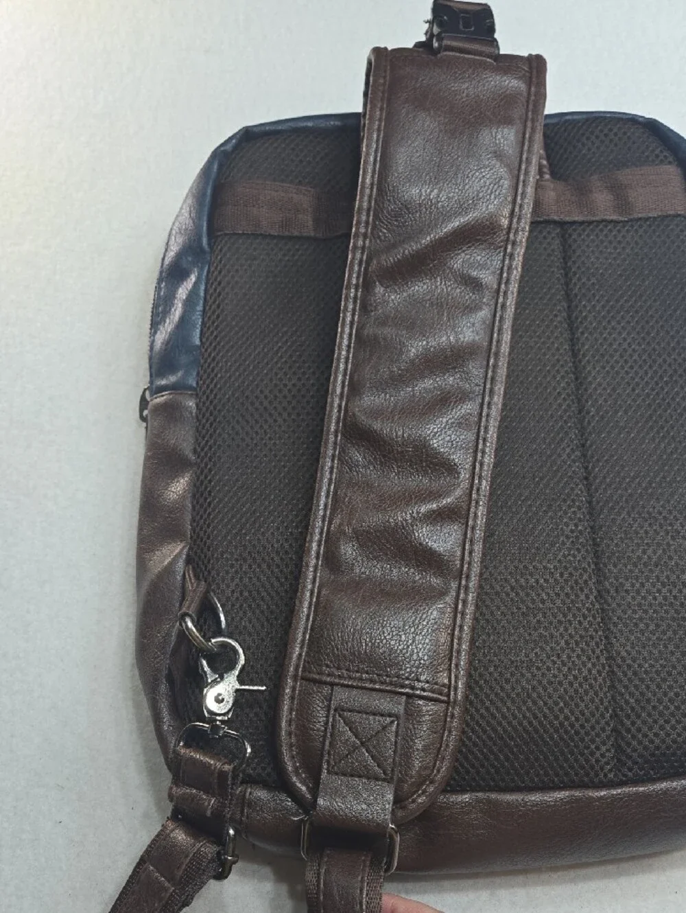 Men's Two-Tone Navy and Brown Sling Backpack